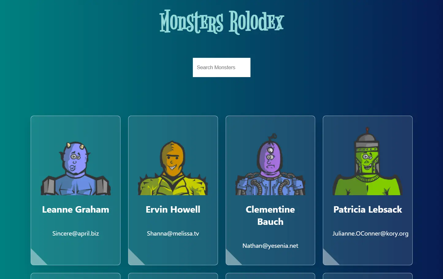 Monster Rolodex Cards screenshot