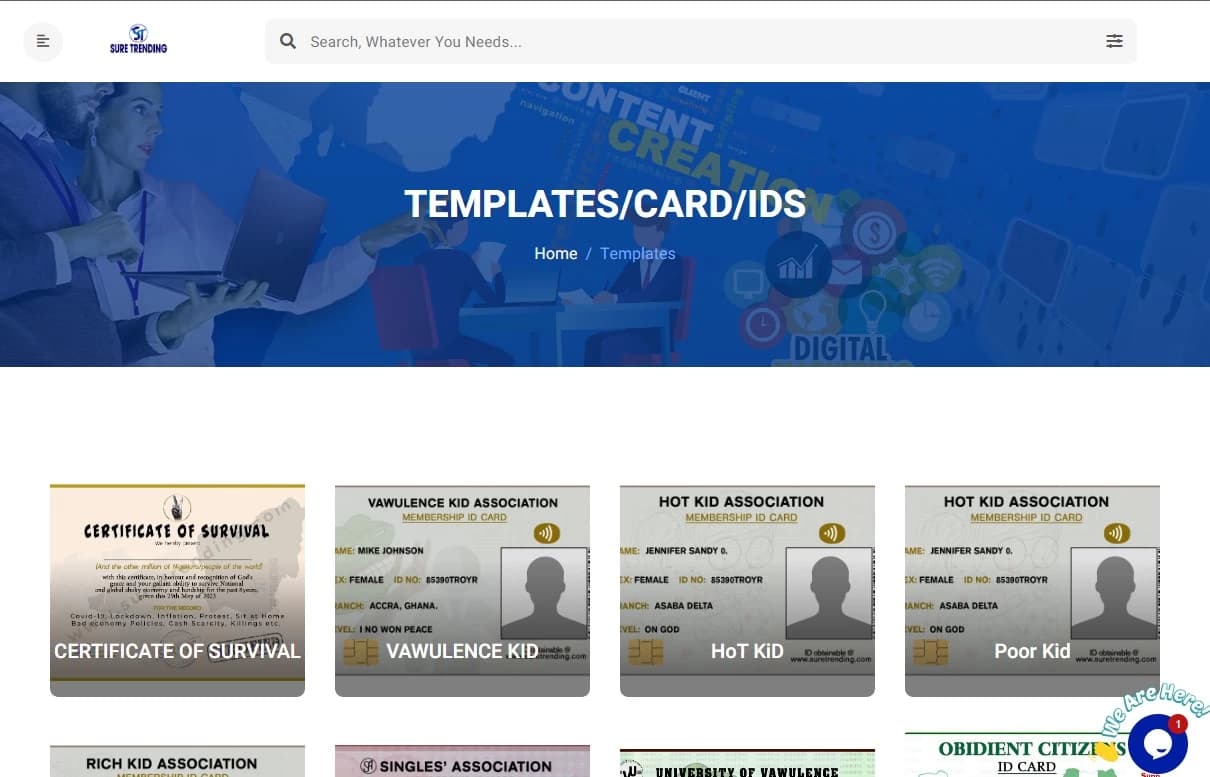 Suretrending blog and ID generator screenshot