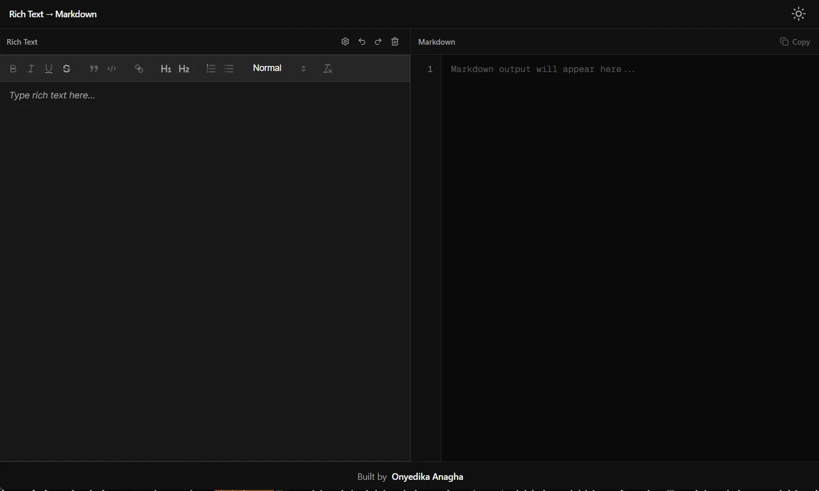 Rich Text to Markdown Converter screenshot