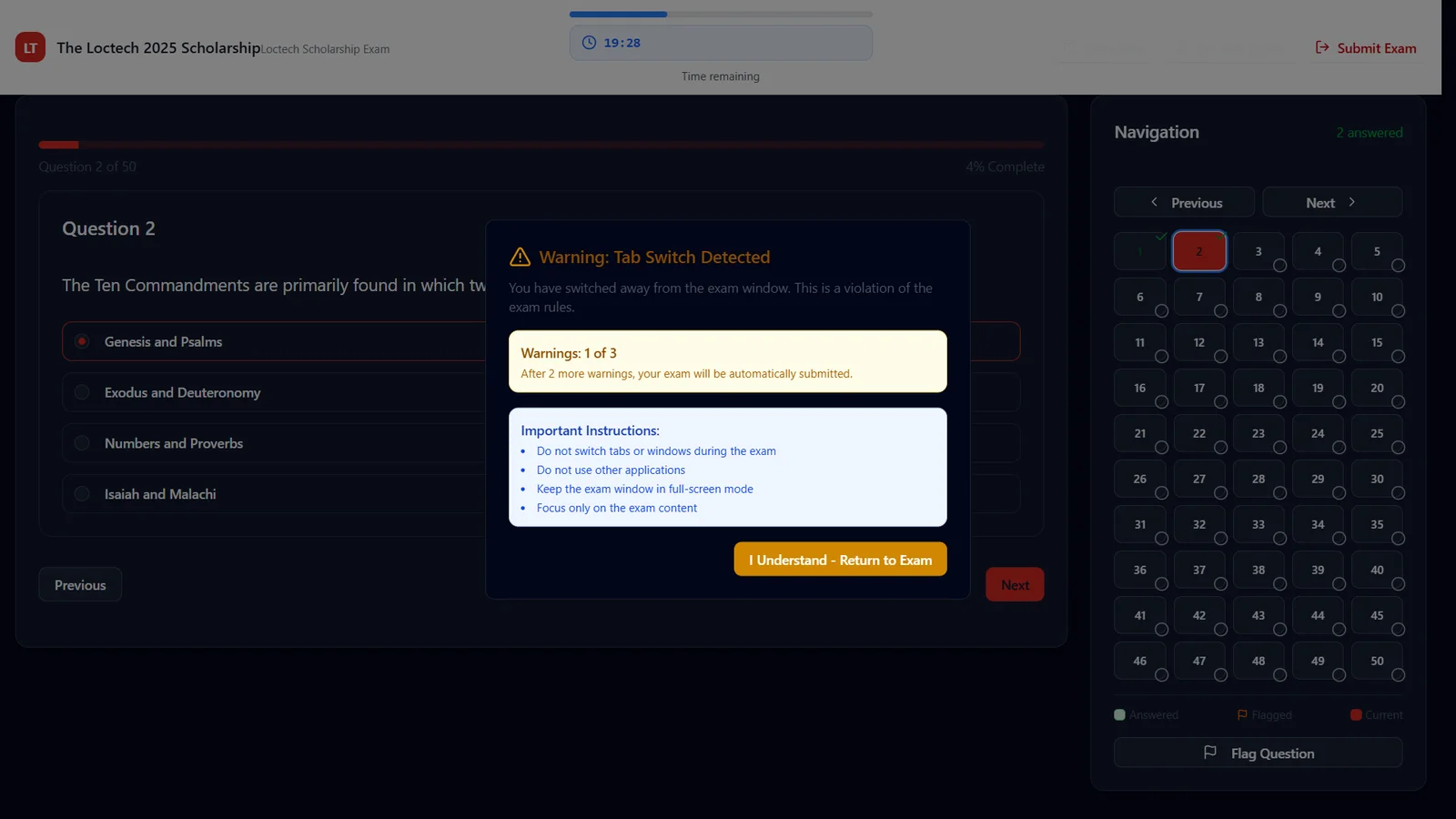 Computer-Based Testing (CBT) System for The Loctech Enugu 2025 Scholarship 3 screenshot